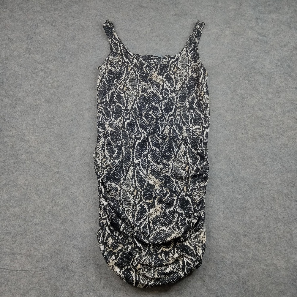 Tart Dress Womens Small‎ Black White Snake Print Sleeveless Ruched Mini Bodycon